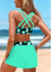 Split Mid Waisted Leaf Print Bikini Set | thumb picture 