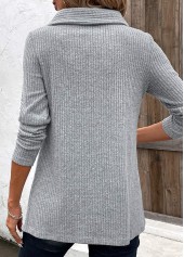 Light Grey Patchwork Long Sleeve Cowl Neck Sweatshirt | thumb picture 