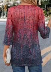 Coral Tuck Stitch Random Floral Print T Shirt | thumb picture 