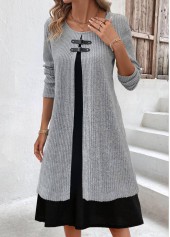 Light Grey Marl Tummy Coverage Long Sleeve Dress