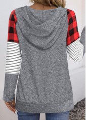 Grey Patchwork Christmas Print Long Sleeve Hoodie | thumb picture 