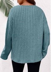 Dusty Blue Patchwork Plus Size Long Sleeve T Shirt | thumb picture 