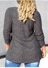 Dark Grey Button Plus Size Long Sleeve T Shirt | thumb picture 