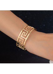 Gold Greek Key Round Alloy Bangle