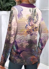 Dark Reddish Purple Button Paisley Print T Shirt | thumb picture 