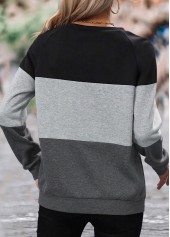 Dark Grey Patchwork Long Sleeve Round Neck Sweatshirt | thumb picture 