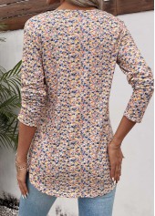 Yellow Ruched Ditsy Floral Print Long Sleeve T Shirt | thumb picture 