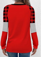 Wine Red Button Christmas Print Long Sleeve T Shirt | thumb picture 