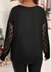 Black Mesh Plus Size Christmas Print T Shirt | thumb picture 