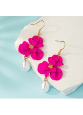 Hot Pink Round Floral Alloy Earring | thumb picture 