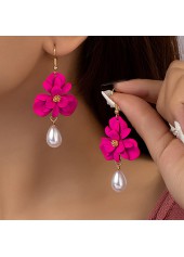 Hot Pink Round Floral Alloy Earring