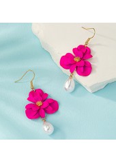 Hot Pink Round Floral Alloy Earring | thumb picture 