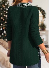 Christmas Blackish Green Button Snowflake Print Cowl Neck Sweatshirt | thumb picture 