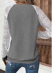 Plus Size Dark Grey Patchwork Long Sleeve T Shirt | thumb picture 