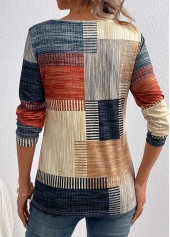 Light Camel Asymmetry Plaid Long Sleeve T Shirt | thumb picture 
