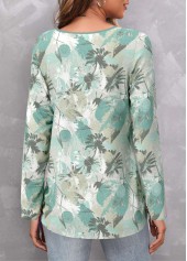 Green Circular Ring Floral Print Long Sleeve T Shirt | thumb picture 