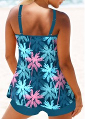Circular Ring Mid Waisted Tropical Plants Print Tankini Set | thumb picture 