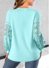 Mint Green Lace Long Sleeve Round Neck Sweatshirt | thumb picture 