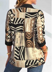 Light Camel Button African Tribal Print Shirt Collar Blouse | thumb picture 