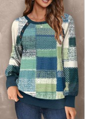 Multi Color Button Geometric Print Long Sleeve Sweatshirt | thumb picture 