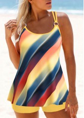 Circular Ring Mid Waisted Dazzle Colorful Tankini Set