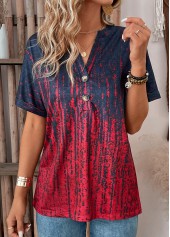 Wine Red Button Ombre Short Sleeve T Shirt | thumb picture 