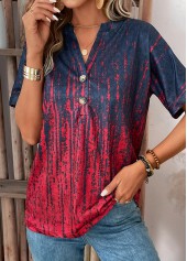 Wine Red Button Ombre Short Sleeve T Shirt | thumb picture 