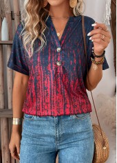 Wine Red Button Ombre Short Sleeve T Shirt | thumb picture 