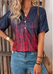 Wine Red Button Ombre Short Sleeve T Shirt | thumb picture 