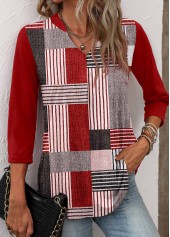 Wine Red Geometric Print T Shirt | thumb picture 