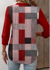 Wine Red Geometric Print T Shirt | thumb picture 