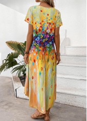 Yellow Pocket Random Floral Print Maxi Shift Dress | thumb picture 