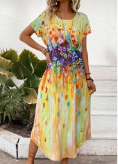 Yellow Pocket Random Floral Print Maxi Shift Dress | thumb picture 