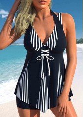 Patchwork Striped Navy Tankini Top-No Bottom | picture 1