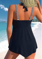 Patchwork Striped Navy Tankini Top-No Bottom | picture 2