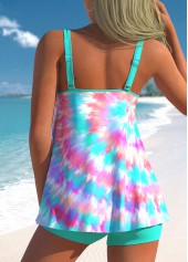 Contrast Binding Mid Waisted Tie Dye Print Tankini Set | thumb picture 