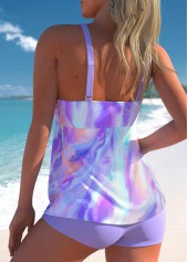 Criss Cross Mid Waisted Ombre Light Purple Tankini Set | thumb picture 