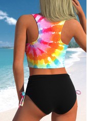 Drawstring Mid Waisted Tie Dye Print Bikini Set | thumb picture 