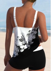 High Waisted Floral Print White Tankini Set | thumb picture 