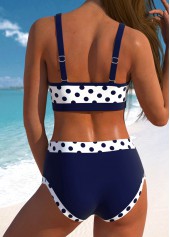 Bowknot High Waisted Polka Dot Navy Bikini Set | thumb picture 