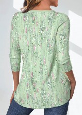 Light Green Criss Cross Geometric Printed Non-sequined T Shirt | thumb picture 