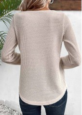 Beige Lace Long Sleeve Round Neck T Shirt | thumb picture 