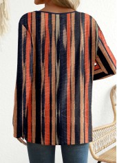 Multi Color Button Long Sleeve Round Neck T Shirt | thumb picture 