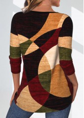 Multi Color Geometric Print Long Sleeve T Shirt | thumb picture 