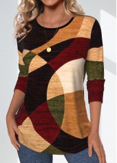 Multi Color Geometric Print Long Sleeve T Shirt | thumb picture 