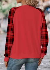 Red Split Plaid Long Sleeve Sweatshirt | thumb picture 