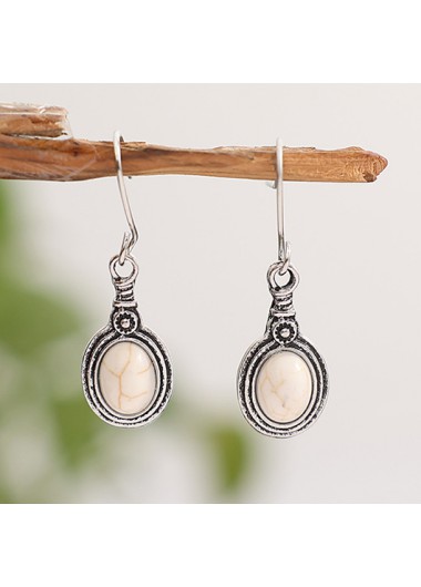 women clothes image of Silvery Color White Oval Alloy Earrings