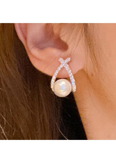 women clothes image of White Color Round Alloy Ear Studs