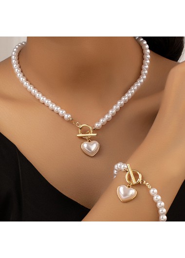 women clothes image of White Round Pearl Necklace and Bracelet