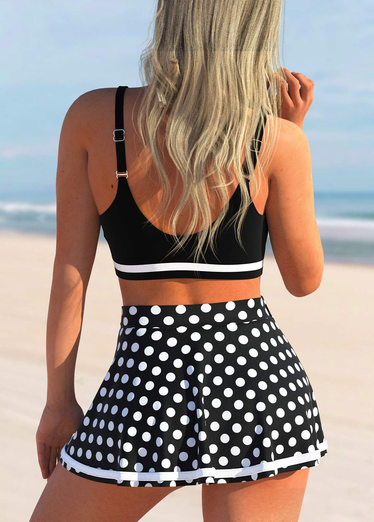 Cut Out Polka Dot Black Bikini Top-No Bottom | picture 